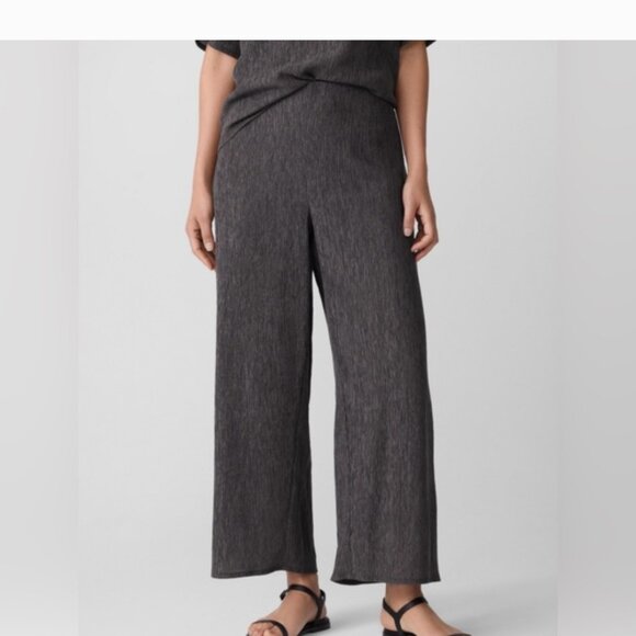 Eileen Fisher Pants - Eileen Fisher Plisse Crinkle Pant Wide-Leg Rye Texture Boho Casual Size XL